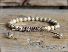 Load image into Gallery viewer, Adjustable Yoga Style Hippie Bracelet with Feldspar Stones. Unisex Adjustable Bracelet