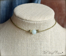 Load image into Gallery viewer, Leather Choker with Natural Stones - The Bead Farm