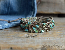 Load image into Gallery viewer, Crocheted Bead Wrap Bracelet - 4-wrap boho style bracelet for women