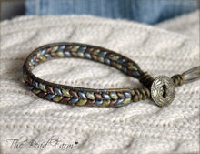 Load image into Gallery viewer, Beaded Leather Cuff Bracelet - Superduo Wraps - The Bead Farm