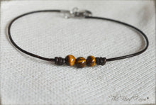 Load image into Gallery viewer, Leather Anklet with Natural Stones - Boho Style Anklet - The Bead Farm