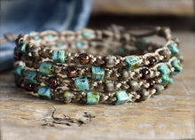 Load image into Gallery viewer, Crocheted Bead Wrap Bracelet - 4-wrap boho style bracelet for women