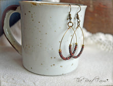 Load image into Gallery viewer, Boho Hippie Style Teardrop Hoop Pair of Earrings with glass seed beads