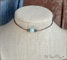 Load image into Gallery viewer, Leather Choker with Natural Stones - The Bead Farm