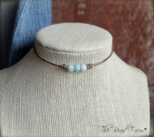 Load image into Gallery viewer, Leather Choker with Natural Stones - Boho Style Hippie Choker - The Bead Farm
