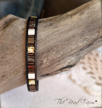 Load image into Gallery viewer, Leather Wrap Bracelet- single wrap tile bead bracelet