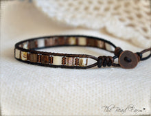 Load image into Gallery viewer, Leather Wrap Bracelet- single wrap tile bead bracelet