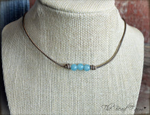 Load image into Gallery viewer, Leather Choker with Natural Stones - Boho Style Choker Necklace - The Bead Farm