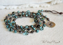 Load image into Gallery viewer, Handmade Women's Boho Wrap Crocheted Bead Wrap Bracelet in teal and brown