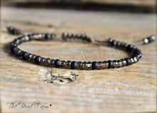 Load image into Gallery viewer, Brown Black Seed Bead Yoga Bracelet- Adjustable Yoga Bracelets- The Bead Farm