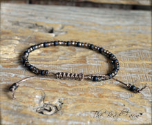 Load image into Gallery viewer, Brown Black Seed Bead Yoga Bracelet- Adjustable Yoga Bracelets- The Bead Farm