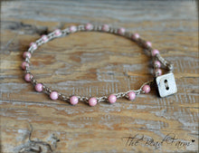 Load image into Gallery viewer, Hand Crocheted Boho Style anklet with pink beads - The Bead Farm