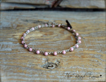Load image into Gallery viewer, Hand Crocheted Boho Style anklet with pink beads - The Bead Farm