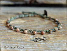 Load image into Gallery viewer, Hand Crocheted Boho Style anklet with unakite gemstone beads - The Bead Farm