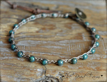 Load image into Gallery viewer, Hand Crocheted Boho Style anklet with teal beads - The Bead Farm