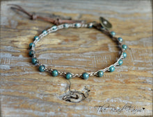 Load image into Gallery viewer, Hand Crocheted Boho Style anklet with teal beads - The Bead Farm
