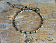 Load image into Gallery viewer, Hand Crocheted Boho Style anklet with teal beads - The Bead Farm