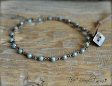 Load image into Gallery viewer, Hand Crocheted Boho Style anklet with denim beads - The Bead Farm