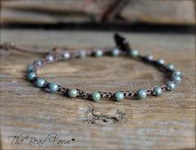 Load image into Gallery viewer, Hand Crocheted Boho Style anklet with denim beads - The Bead Farm