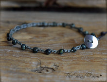 Load image into Gallery viewer, Hand Crocheted Boho Style anklet with Czech Jet Picasso Beads - The Bead Farm