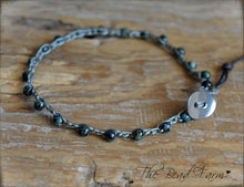 Load image into Gallery viewer, Hand Crocheted Boho Style anklet with Czech Jet Picasso Beads - The Bead Farm