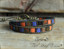 Load image into Gallery viewer, Beaded Leather Wrap Bracelets - Tile Wraps - The Bead Farm