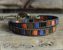 Load image into Gallery viewer, Beaded Leather Wrap Bracelets - Tile Wraps - The Bead Farm