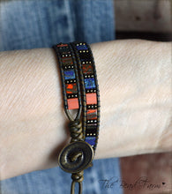 Load image into Gallery viewer, Beaded Leather Wrap Bracelets - Tile Wraps - The Bead Farm