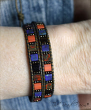 Load image into Gallery viewer, Beaded Leather Wrap Bracelets - Tile Wraps - The Bead Farm