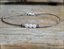 Load image into Gallery viewer, Leather Anklet with Natural Stones - Boho Style Anklet for Women - The Bead Farm