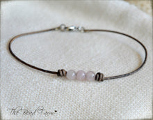 Load image into Gallery viewer, Leather Anklet with Natural Stones - Boho Style Anklet for Women - The Bead Farm