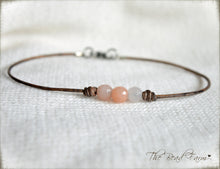 Load image into Gallery viewer, Leather Anklet With Natural Stones- Boho Style Anklet for Women - The Bead Farm