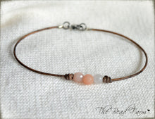 Load image into Gallery viewer, Leather Anklet With Natural Stones- Boho Style Anklet for Women - The Bead Farm