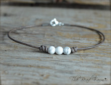 Load image into Gallery viewer, Leather Anklet with Natural Stones - Boho Style Anklet for Women - The Bead Farm