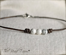 Load image into Gallery viewer, Leather Choker with Natural Stones - Boho Style Choker Necklace for Women - The Bead Farm