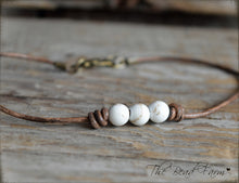 Load image into Gallery viewer, Leather Choker with Natural Stones- Boho Style Choker Necklace for Women - The Bead Farm