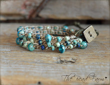 Load image into Gallery viewer, Hand Crocheted Bead Necklace / Wrap Bracelet in Beach Colors - The Bead Farm