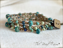 Load image into Gallery viewer, Hand Crocheted Bead Necklace / Wrap Bracelet in Beach Colors - The Bead Farm