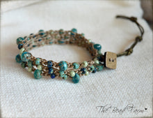 Load image into Gallery viewer, Hand Crocheted Bead Necklace / Wrap Bracelet in Beach Colors - The Bead Farm
