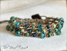 Load image into Gallery viewer, Hand Crocheted Bead Necklace / Wrap Bracelet in Beach Colors - The Bead Farm