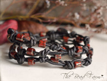 Load image into Gallery viewer, Knotted Leather Wrap Bracelet with Beads - The Bead Farm