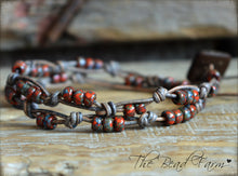 Load image into Gallery viewer, Knotted Leather Double Wrap Bracelet with Picasso Beads - The Bead Farm