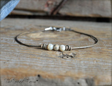 Load image into Gallery viewer, Leather Anklet with Natural Stones- Boho Style Anklet for Women - The Bead Farm