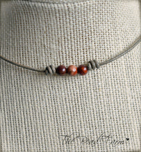 Load image into Gallery viewer, Leather Choker with Natural Stones - Boho Style Choker Necklace for Women - The Bead Farm