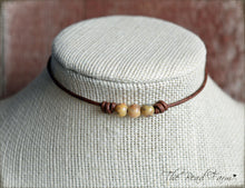 Load image into Gallery viewer, Leather Choker with Natural Stones - Boho Style Choker Necklace for Women - The Bead Farm