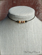 Load image into Gallery viewer, Leather Choker with Natural Stones - Boho Style Choker Necklace for Women - The Bead Farm