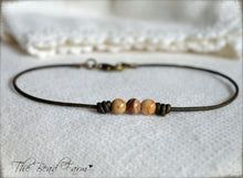 Load image into Gallery viewer, Leather Anklet with Natural Stones - Boho Style Anklet for Women - The Bead Farm
