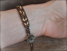 Load image into Gallery viewer, Superduo Beaded Leather Cuff Bracelet in Earthtones - The Bead Farm