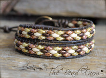 Load image into Gallery viewer, Leather Wrap Bracelet- Superduo Wraps - The Bead Farm