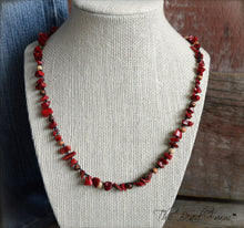 Load image into Gallery viewer, Red Coral Crocheted Bead Necklace / Wrap Bracelet
